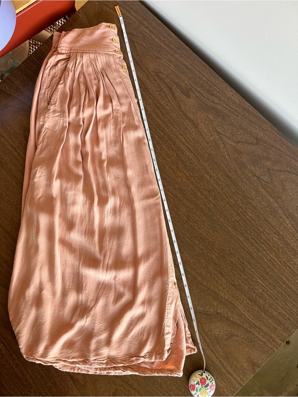 Boho Prairie Vintage Morgan Square Peach Button Front Maxi Skirt Cottagecore 90s - Picture 5 of 8